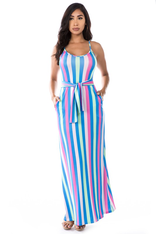 Blue Stripe Maxi Dress