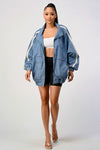 Oversized Fit Denim Stripe Jacket