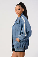 Oversized Fit Denim Stripe Jacket