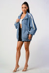 Oversized Fit Denim Stripe Jacket