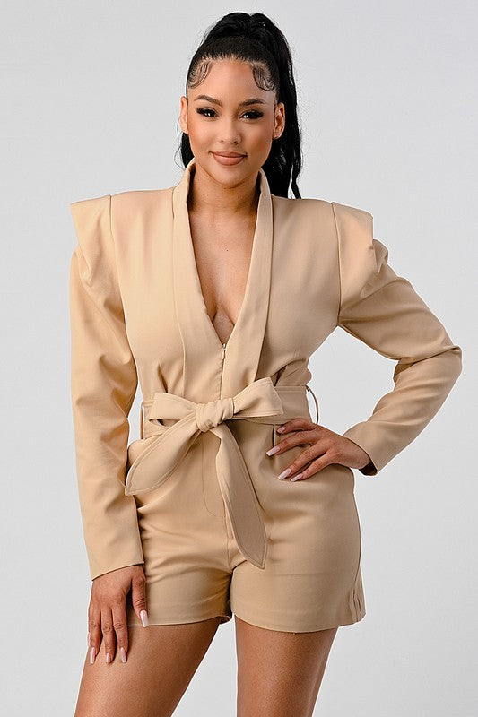 Blazer Romper with Belt