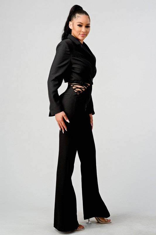 Blazer and Cutout Pant Set