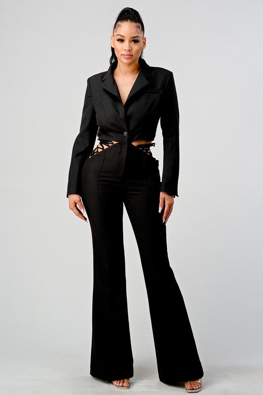 Blazer and Cutout Pant Set