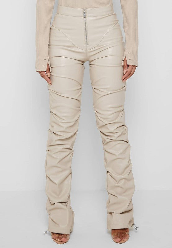 High Waisted Pu Leather Pants