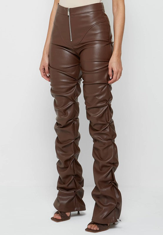 High Waited Pu Leather Pants