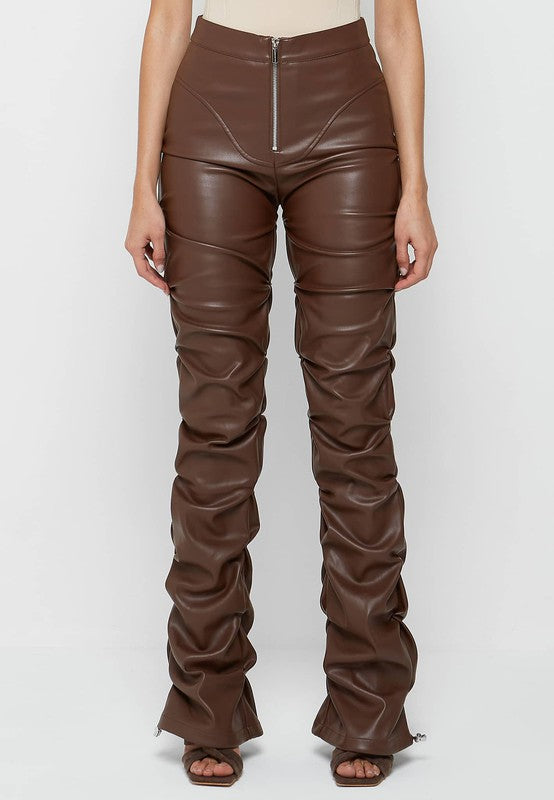 High Waited Pu Leather Pants