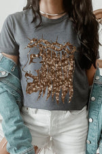 Jesus Face Gold Sequins T Shirt