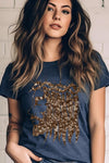 Jesus Face Gold Sequins T Shirt