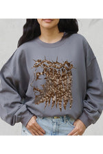 Jesus Face Gold Sequins Sweatshirt