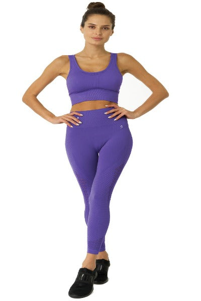 Purple Mesh Seamless Sports Bra - TWUMBAAH 